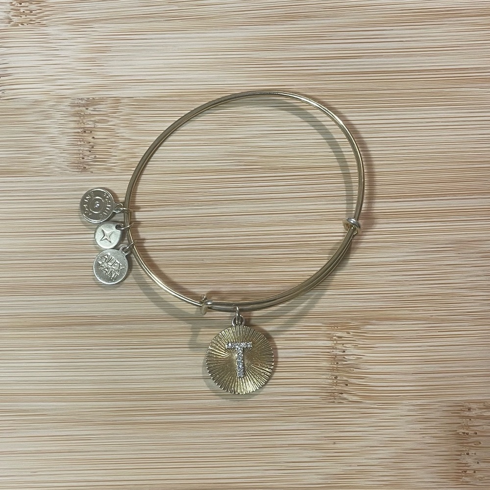 Initial T Pave Starburst Texture Bangle